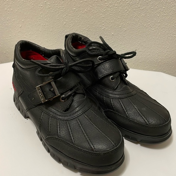 Polo Ralph Lauren Dress Shoes Mens Black Leather Duck Boots Size 10D - Picture 3 of 17